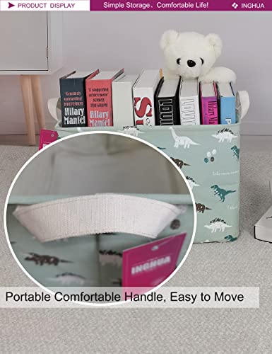 Image of Rectangular Storage Basket Fabric Organizer Bin for Toys,Books,Clothes,Gifts,Pets-Perfect for Home,Office,Nursery,Dorm,Shelf(Rec-dinosaur)
