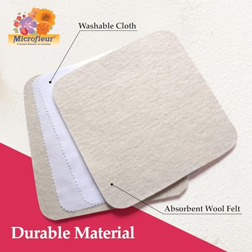 Microfleur - Regular Microwave Flower Press Refill Pack - Floral Art Crafting Accessory, Creative Pressing, DIY Handicrafts Creations for Plant Lovers, Replacement Washable Cotton Liners - 5" (13 cm)