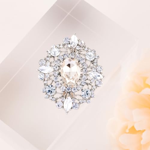 LAXPICOL Vintage Clear Austrian Crystal Brooch Pin for Women Elegant Wedding Bridal Brooches Broach Pin 1.69"*1.39"4