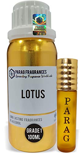 Parag Fragrances Lotus 100Ml Natural Attar (With Empty Fancy Bottles) Alcohol Free Grade 1 Natural Attar/Perfume Oil/Essential Oil For Clothes, Religious Use & Cosmetics Making