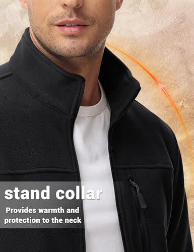 TACVASEN Men's Polar Fleece Jacket Full Zip Lightweight Tactical Jacket with Pockets Winter Coats Warm Casual Hiking Outdoor3
