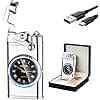 GADATOP Electric Lighter Rechargeable USB Lighter Flameless Windproof Lighters Personalized Creative Rocker Double Arc Plasma Lighters with Luminous Dial LED for Men and Women Gifts (Silver Ice)