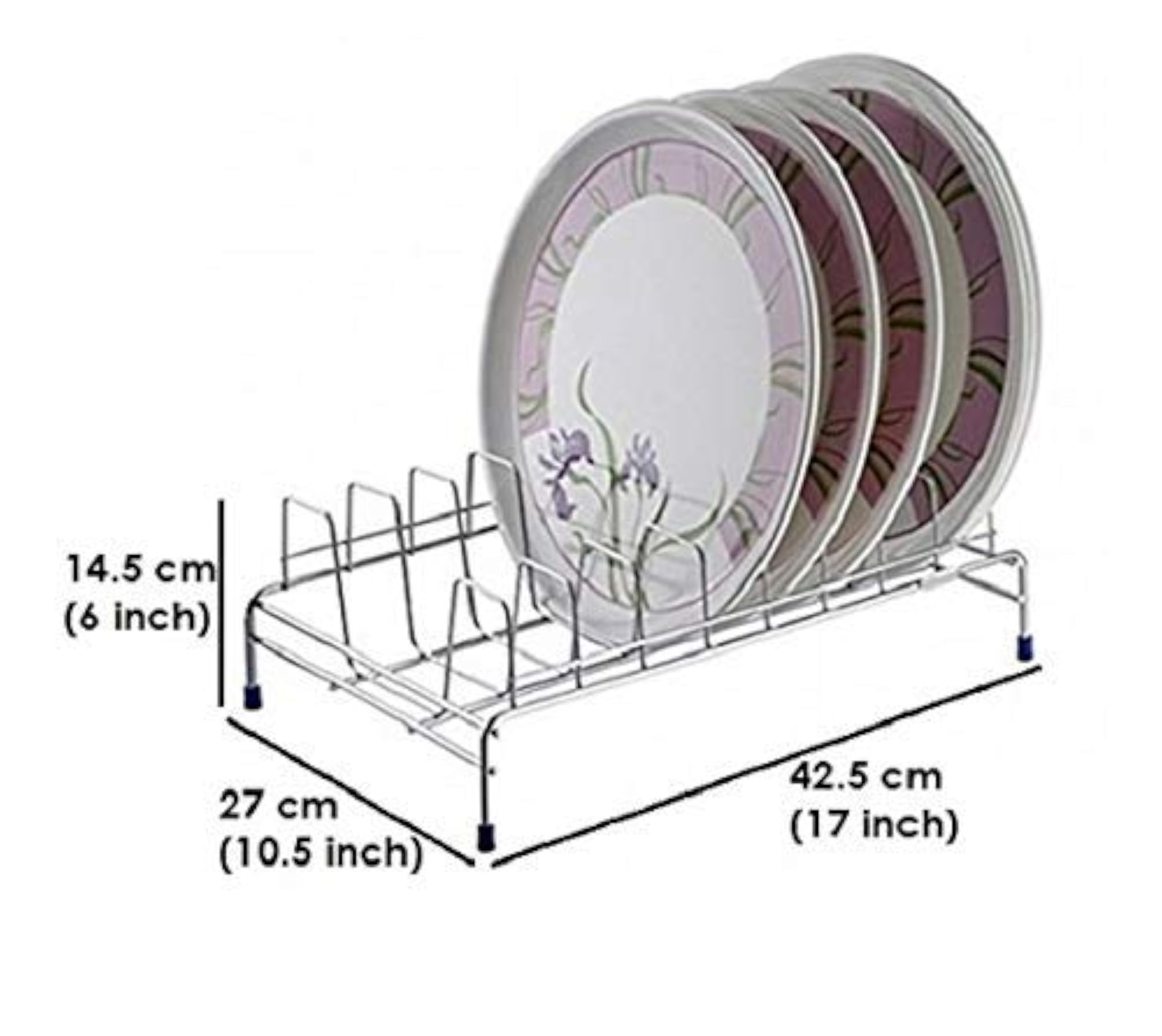 Stainless Steel Plate Stand for 10 Plates, Kitchen Rack