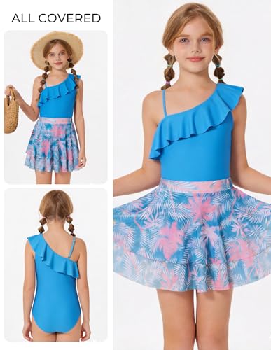 Image of GRACE KARIN Girls One Piece Swimsuits with Mesh Skirt Bathing Suit Swimwear 6-14Y