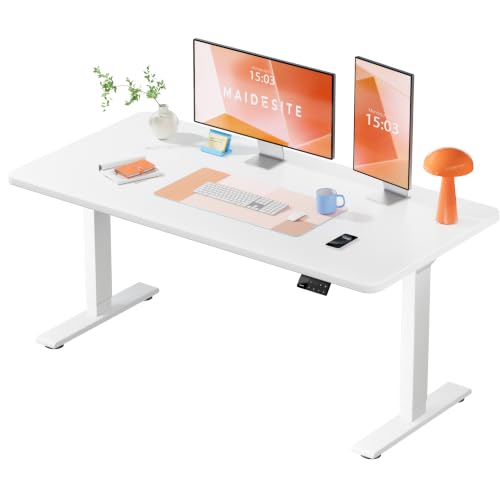 Image of MAIDeSITe S2 Electric Height Adjustable Standing Desk 160x80cm, High Performance Sit Stand Desk with Dual Motor 4 Memory Position 125KG Capacity, Heavy Duty Stand Up Desk for Home Office