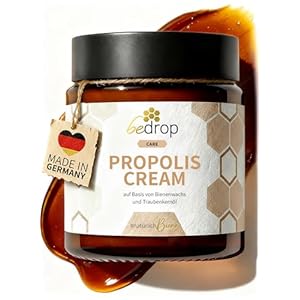 bedrop Propolis Cream bei Akne, Neurodermitis (hochdosierte Salbe) – 60g Propolis Creme mit Bienenwachs & Traubenkernöl (60g)