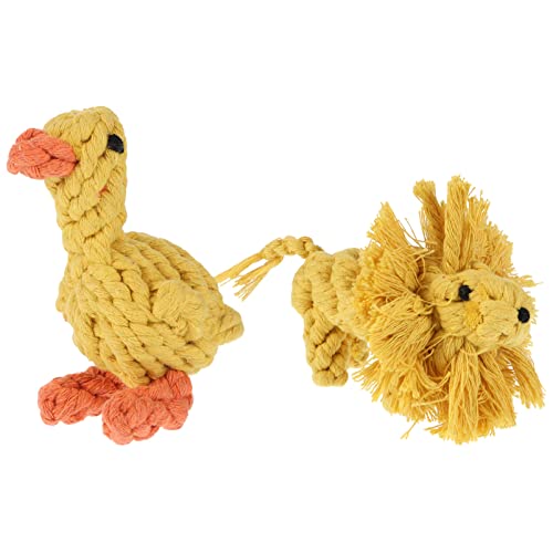 Totority 2Pcs Creative Cartoon Dog Chew Durable Rope Teethers Lion Duck for Interactive Play Wear Resistant Pet Supplies for Dogs and Cats