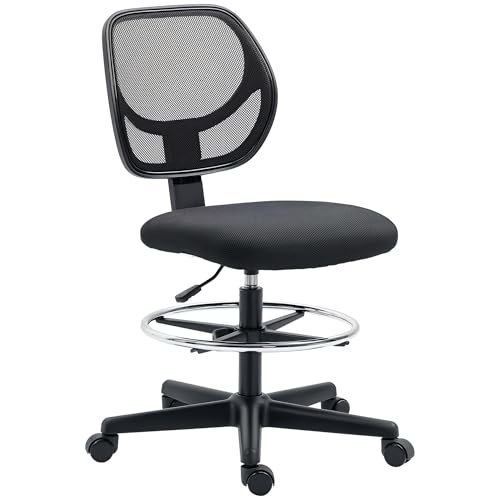 Vinsetto Chaise de Bureau Assise Haute Fauteuil de Bureau en Maille Assise Ergonomique Hauteur réglable 50-70 cm avec Repose-Pied pivotant 360° Noir
