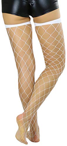 Image of ToBeInStyle Women's Vibrant Large Net Fishnet Thigh High Elastic Nylon Novelty Stockings