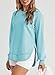 EVALESS Oversized Sweatshirt for Women 2025 Fall Trendy Ladies Lightweight Comfort Colors Crewneck Sweatshirts Casual Long Sleeve Side Split Tunic Tops Womens Fashion Sky Blue X-Large