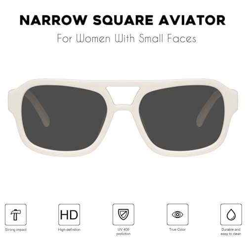Image of mosanana Small Square Aviator Sunglasses for Women MS52362 | Retro Narrow Frame, UV400 Protection, Designed for Daily Outfits, Travel and Fashion Looks