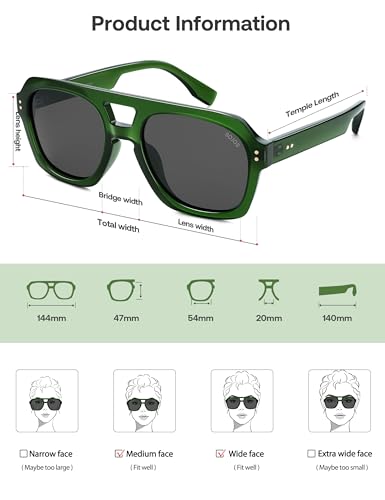 Image of SOJOS Retro Thick Polarized Aviator Sunglasses for Women Men, Large Trendy Bold Square Pilot Shades SJ2385