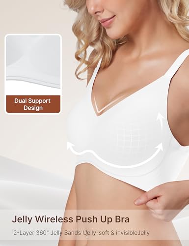 Womens Jelly Bras Wireless Deep V Bralette Comfy Push Up Tshirt Bras - image 8