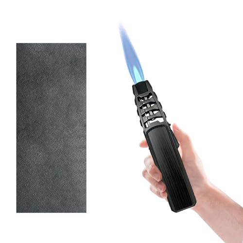 Soplete De Cocina, Mechero Soplete, Profesional Antorcha Butano Encendedor, Encendedor Antiviento con Cerradura de Seguridad & Llama Ajustable para barbacóa Brulée Crema Cámping (Gas no Incluido)