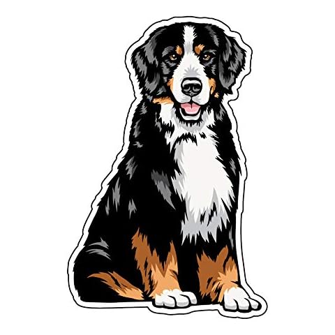 WickedGoodz Sitting Bernese Mountain Dog Decal - Dog Breed Bumper Sticker - for Laptops Tumblers Windows Cars Trucks Walls - Full Color Cover