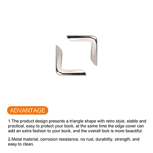 Protector de esquinas para libros METALLIXITY (15 mm / 0,59 pulgadas), 30 piezas, cubierta decorativa metálica para álbumes, menús, diarios, cajas y más, tono plateado miniatura 4