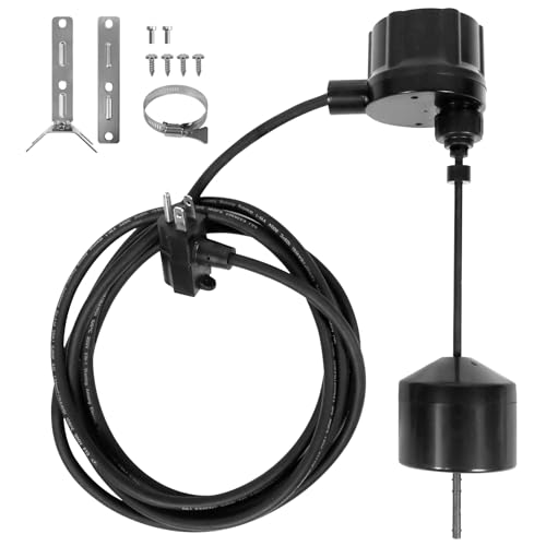 WASSERMANN Vertical Float Switch with 10FT Cable (Piggyback Plug) AC 115V/230V 16Amps Mechanical Sump Pump Float Switch for Water Tanks Sump pump Basement Sump basin Black