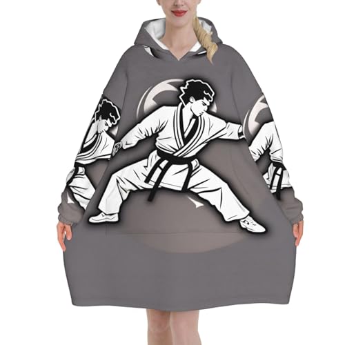 Couverture à capuche Karate-Highkick-Icon pour vos soirées d'hiver cocooning