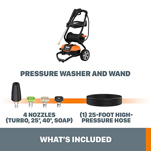 WORX WG604 13Amp, 2240 MAX psi / 1.93 MAX gpm Electric Pressure Washer with Rolling Cart