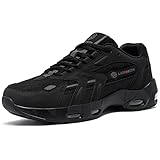 LARNMERN Zapatillas de Cocina Hombre Zapatos de Trabajo Antideslizante Calzado Air Cushion sanidad y hostelería Chef Servicio Sneakers Moda Casuales Alimentos Camina,Negro/43EU