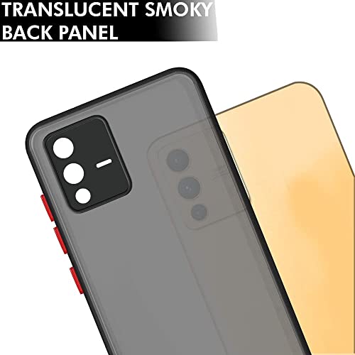 Image of TheGiftKart Translucent Hybrid Vivo V23 Pro 5G Back Case Cover | Smoked Matte Back | 360 Degree Protection | Protective Hard Back Case Cover for Vivo V23 Pro 5G (Black Bumper)