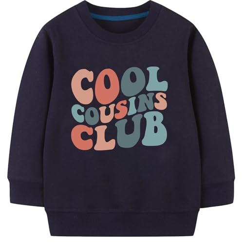 Sineeko Cousin Crew Club Sweatshirts for Kids Toddler Baby Boy Girl Long Sleeve Shirt Cousin Crew Matching Set Fall Winter Clothes Navy Blue 4T