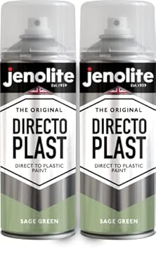 JENOLITE Directoplast Gloss Spray Paint | SAGE GREEN |2x400ml | Paint for Plastic Surface | For All Types Of Plastic | No Primer Required Multi Surface Paints | RAL 130 70 20