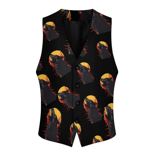 Cute Wolf Novelty Men's Suit Vest Casual Formal Dress Vests Business Waistcoat3