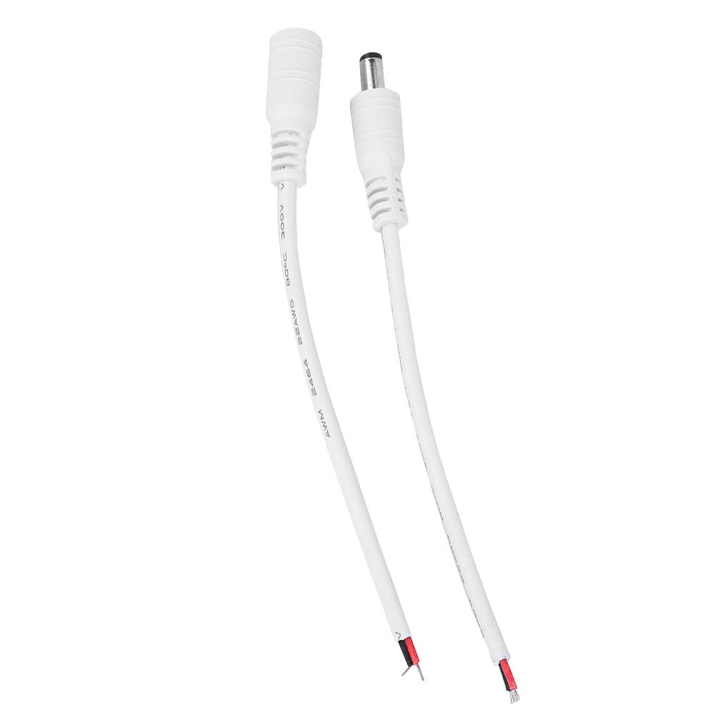 5 par Pigtail Zasilania Prądem Stałym żeńskie Gniazdo Typu Jack DC Lufa Wtyczka Zasilania Kabel Pigtailowy 5.5x2.1mm Mężczyzna Kobieta Wtyczka Zasilania DC Złącze Typu Jack (WHITE)