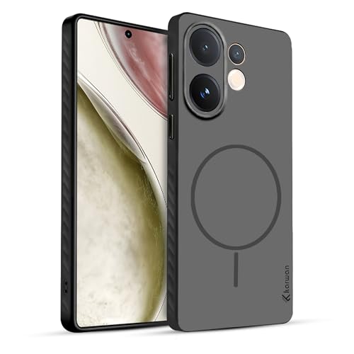Image of KARWAN Slim Shockproof Back Case Cover Compatible with Vivo V60,Dual Layer Armor Protection with Matt Finish, Heavy Duty Cover with Magnetic MagEase Wireless Charging (Black)