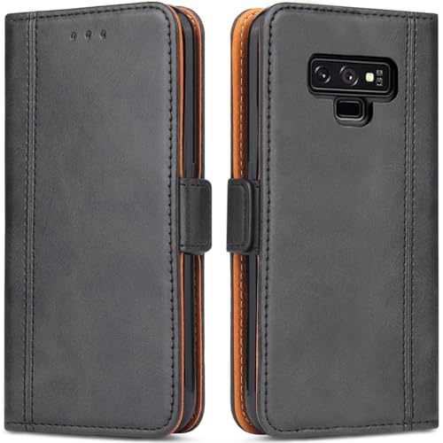 Coque pour Samsung Galaxy Note 9 Housse en Cuir PU Premium Etui à Rabat Pochette de Portefeuille, Étui de Protection pour Samsung Galaxy Note 9, Noir