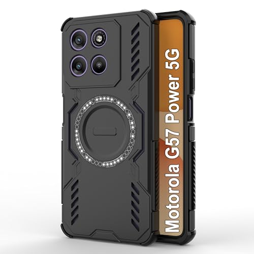 Image of Zapcase Back Case Cover for Motorola G57 Power 5G | Magnetic Case with Built-in Metal Ring | Supports MagSafe Charger, Wallet & Car Mount | Shockproof Hybrid PC + TPU | Black