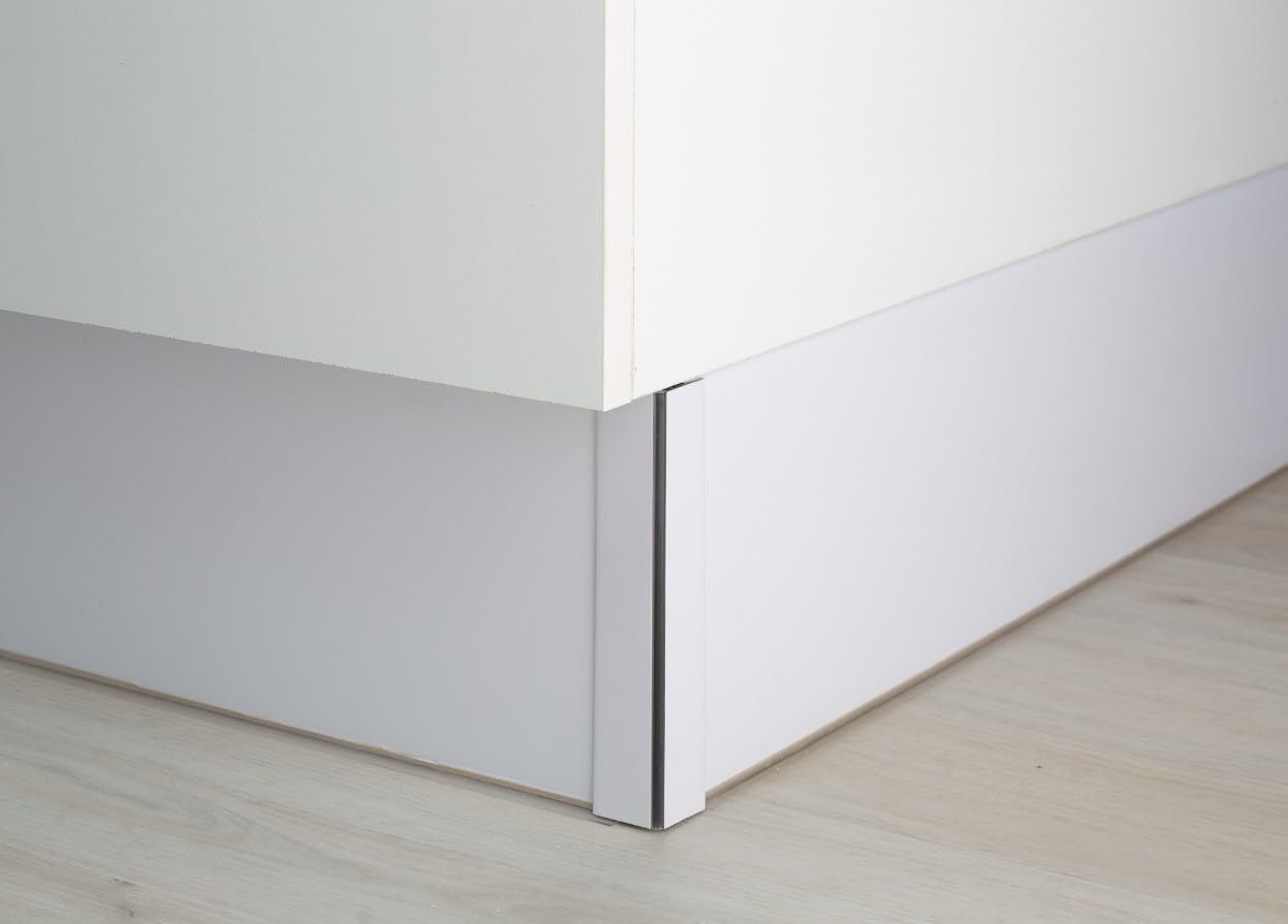 AZERODESIGN-Zocalo Cocina- Rodapie PVC -Rodapie Aluminio Cepillado- Disponible en Varios Colores y Medidas-Incluye Goma Transparente Inferior -Rodapie Cocina (ALUMINIO, 165MM X 2 MTS)