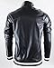 SCREENSHOT-F61307 Mens PU Urban Premium Track Jacket - Vegan Leather Athletic Streetwear Fashion Top-Black-Large