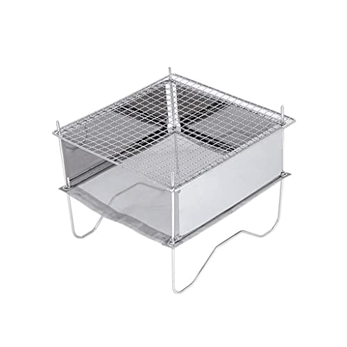 BBQ Grill Outdoor Folding Stainless Steel BBQ Grill Portable Camping Stove Wood Burning Rack Campfire Stand For Outdoor Cooking Picnic