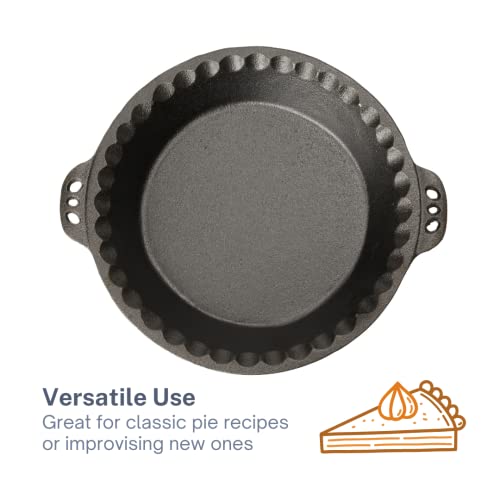 Kuha Pie Pan - 9” Cast Iron Skillet For Baking Apple, Pumpkin, Cherry Pies - With Silicone Trivet #TOP5