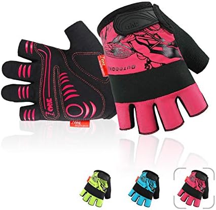 FOUR-AM Cycling Gloves Bike Gloves 4MM Safety Bumper on Knuckle.Half Finger Mountain Biking Glove MTB DH Road Bicycle Gloves 3MM SBR + 2MM Foam Pad for Men Women(red, Medium)