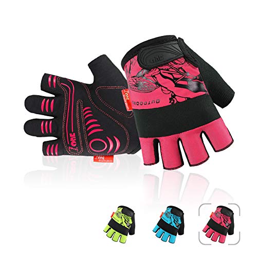 Four-Am Cycling Gloves Bike Gloves 4Mm Safety Bumper On Knuckle.half Finger Mountain Biking Glove Mtb Dh Road Bicycle Gloves 3Mm Sbr + 2Mm Foam Pad For Men Women(Red, Medium) #TOP1