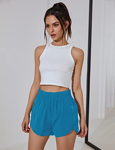BMJL Women's High Waisted Running Shorts Quick Dry ElasticPocket Sporty Workout Pants(S, Blue)  
BMJL Women's Running Sh