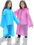 Borogo 2 Pack Raincoats for Kids, Reusable Rain Ponchos with...