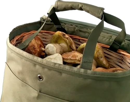 Acropolis Pilzsammler Weidenkorb - Pilzbeutel - Pilzkorb - Rucksack zum Sammeln von Kräutern und Waldfrüchten mit Strapierstreifen - Unikat Handmade für Papa Mama