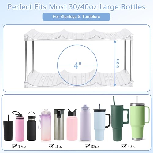 Water Bottle Organizer for Stanley 40oz Tumbler - Stackable Water Bottle Holder and Tumbler Organizer for Cabinet Kitchen Organization and Storage for Stanley Cup Holder, Cup Organizer Rack, 3 Pack — view 2
