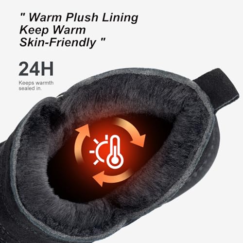 Harvest Land Women's Snow Winter Boots Warm Fur Lined Genuine Suede Ankle Slip on Booties Black UK6 - Image 2