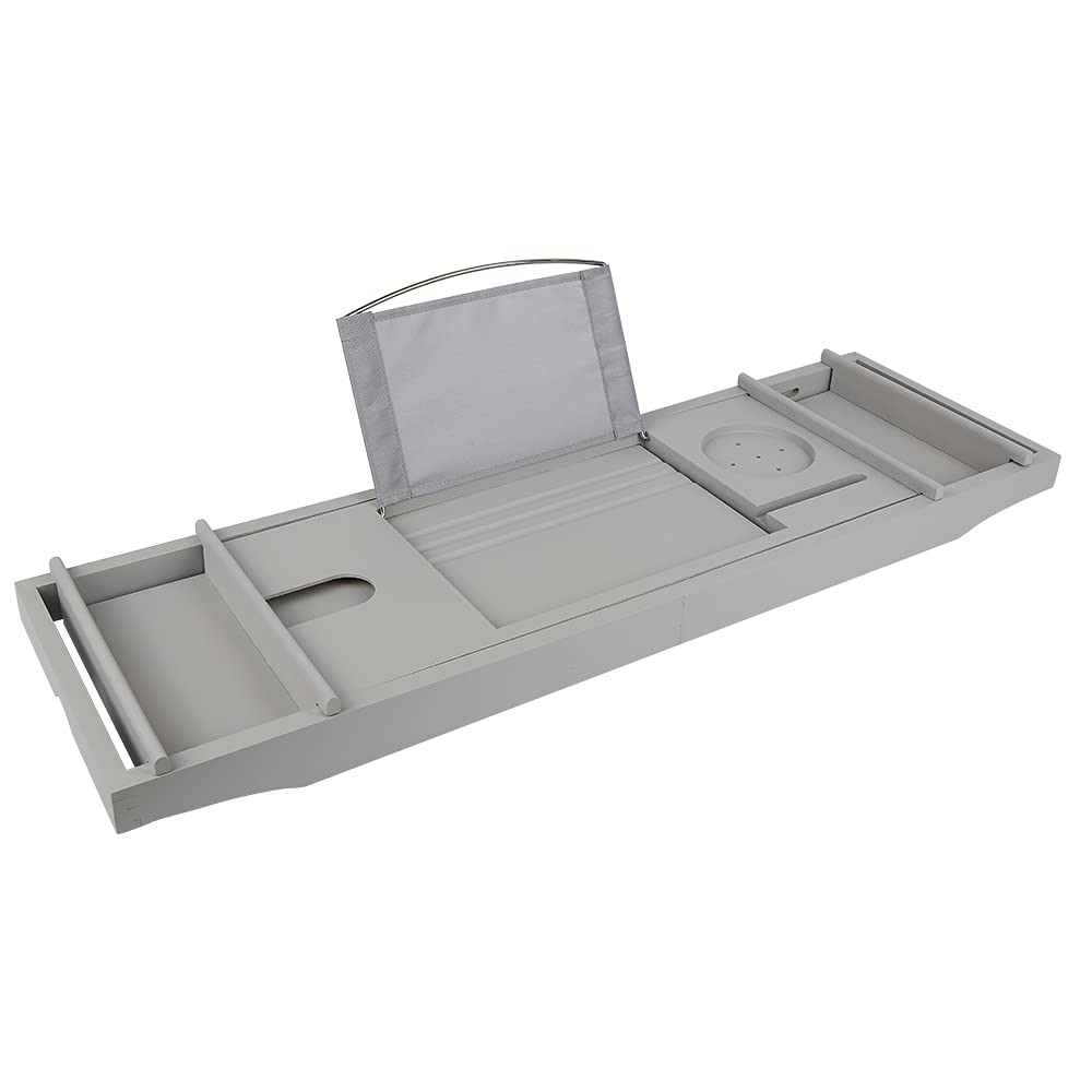 Homewell Bandeja para bañera de madera de 70 – 105 cm, estantería de bambú