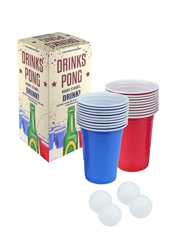 HENBRANDT Beer Pong Game Set 24-Piece Set 16oz Blue and Red Plastic Cups Pong Game Bar Games for Students Birthday Parties Hen Party Stag Do Summer Fun Drinking Game Games for Adults