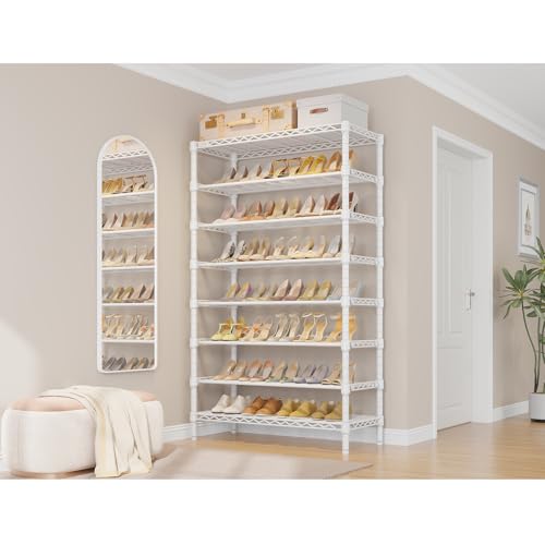 Image of VIPEK S1 Plus Shoe Rack, 8-Tier Extra Wide Heavy Duty Shoe Organizer, Large Capacity Metal Shoe Cabinet Up to 40 Pairs, Adjustable & Detachable Shoe Storage for Entryway /Bedroom /Closet, 750 lbs White