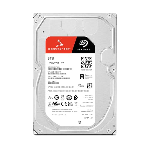 Image of Seagate IronWolf Pro, 8 TB, Enterprise NAS Internal HDD �CMR 3.5 Inch, SATA 6 Gb /s, 7,200 RPM, 256 MB Cache for RAID Network Attached Storage (ST8000NT001)
