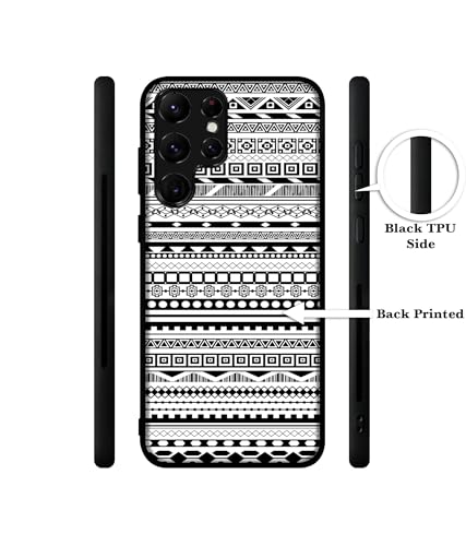 Image of Black & White Patterns Design Premium 2D Printed Metal Back Case Cover for Samsung Galaxy S22 Ultra 5G