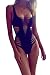 Pink Wind Women's Strappy Cut Out One Piece Bodysuit Monokini Swim Suit,Black,Large