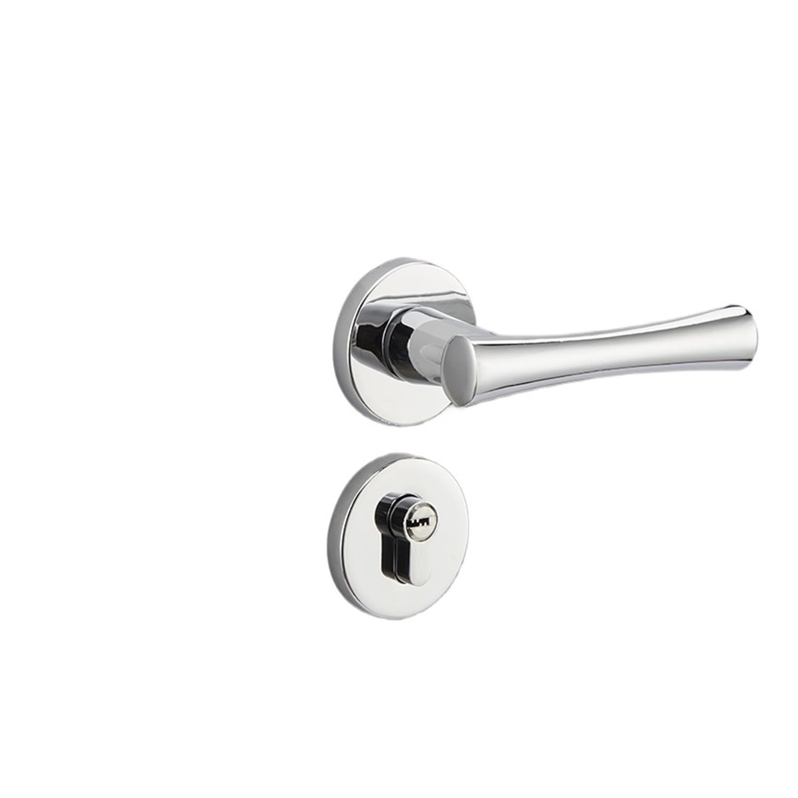 Serrure de porte intérieure en alliage de zinc design épuré argenté avec mécanisme magnétique